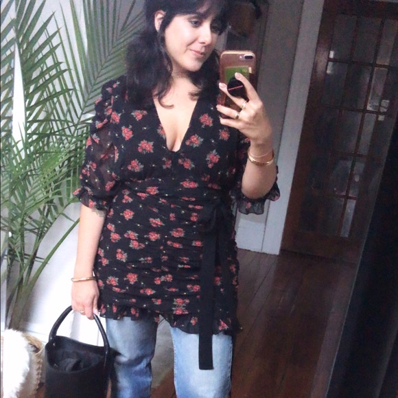 Zara Black and Red Floral Mini Dress - Picture 2 of 8